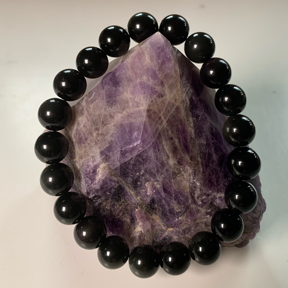 10mm Rainbow Obsidian Beaded Stretch Bracelet